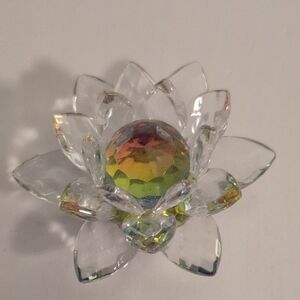 Vintage EUC Crystal Lotus Flower Ornament